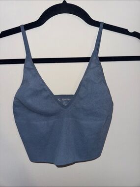 By Together Dusty Blue Ribbed V-Neck Tank